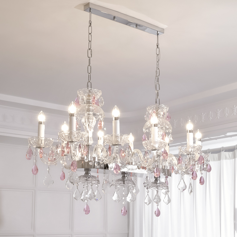 法式轻奢水晶吊灯新款客厅主灯餐厅吊灯高级感女孩房粉色卧室灯具 - 图3