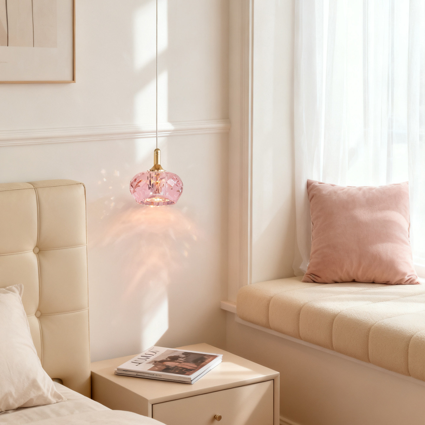 法式轻奢风卧室床头吊灯设计师款高级感水晶艺术创意吧台餐桌灯具,淘宝优惠券,粉丝福利购,淘宝优惠卷