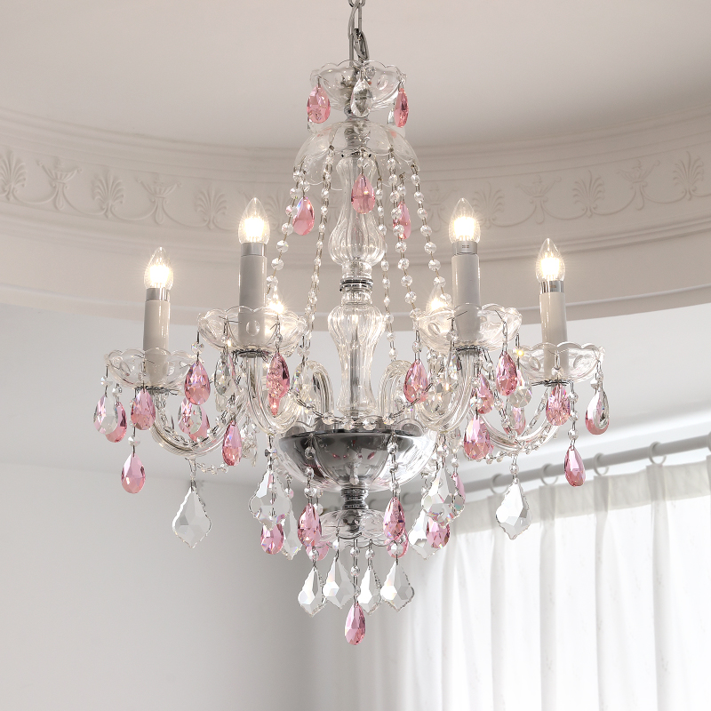 法式轻奢水晶吊灯新款客厅主灯餐厅吊灯高级感女孩房粉色卧室灯具 - 图2