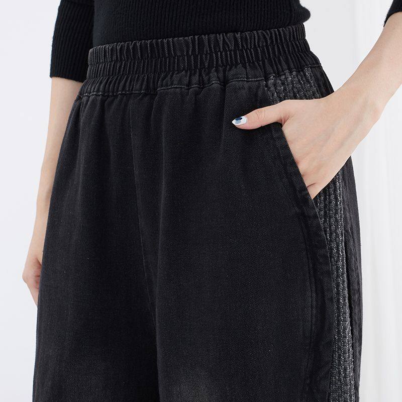 松紧高腰牛仔裤女阔腿哈伦裤宽松显瘦灯笼裤时尚大码休闲长裤时尚,淘宝优惠券,粉丝福利购,淘宝优惠卷