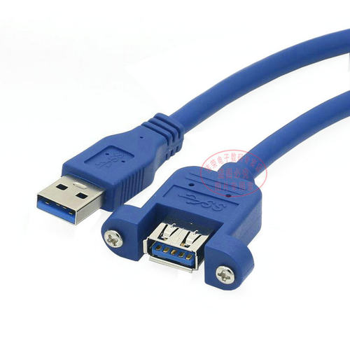 60CM 带螺丝孔 USB3.0延长线 数据充电公对母延长线 可固定带耳朵 - 图0