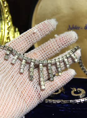 展示用！年代精品珠宝高级感丝绒原盒闪钻皓石项链耳环套装