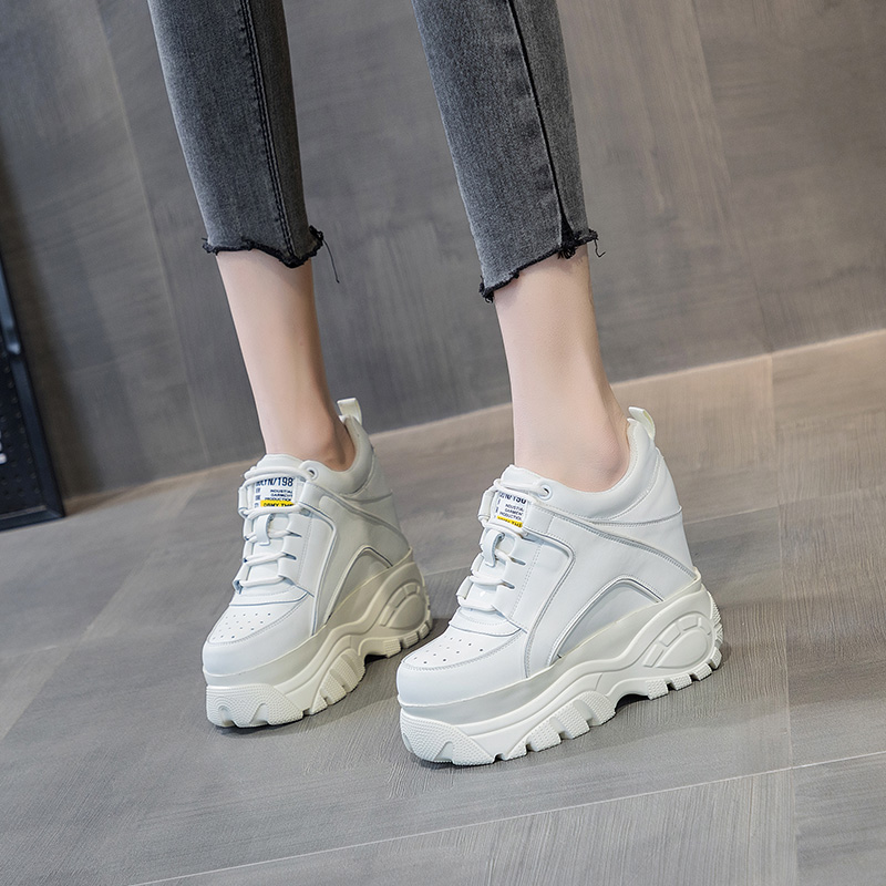 震地王真皮运动老爹鞋女12cm春秋新款透气英伦内增高厚底高跟单鞋,淘宝优惠券,粉丝福利购,淘宝优惠卷