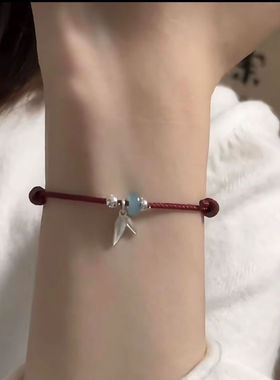 新款红绳编织手绳上岸竹叶竹节闺蜜百搭中式情侣简约手链学生礼物