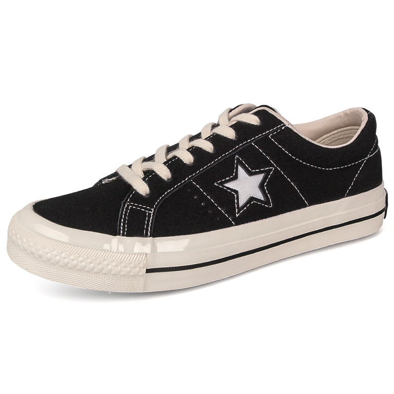 星星鞋新款男鞋ONE STAR低帮帆布鞋黑色翻毛皮韩版潮流复古女板鞋-图3