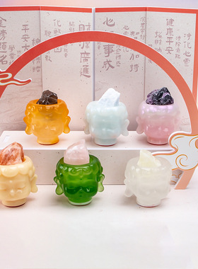 守护神佛头水晶盲盒创意卡通树脂潮玩公仔手办树脂工艺品闺蜜生日