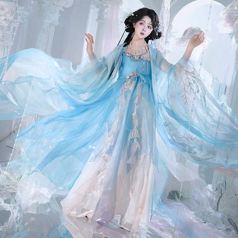 澜山集【海洋之心】原创汉服唐制重工刺绣齐胸诃子裙大袖衫超仙夏 - 图2