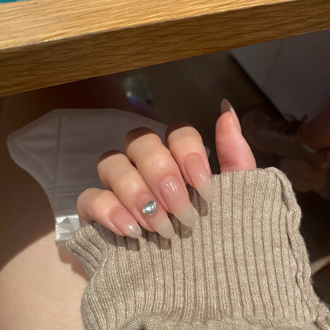 【白桃汽水】纯手工光疗穿戴甲法式猫眼美甲贴片裸色显白指甲贴片,淘宝优惠券,粉丝福利购,淘宝优惠卷