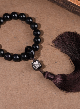 稚念男女黑曜石银曜石十八子念珠