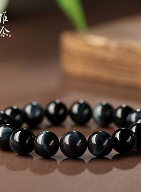 天然蓝虎眼石水晶手链男女单圈