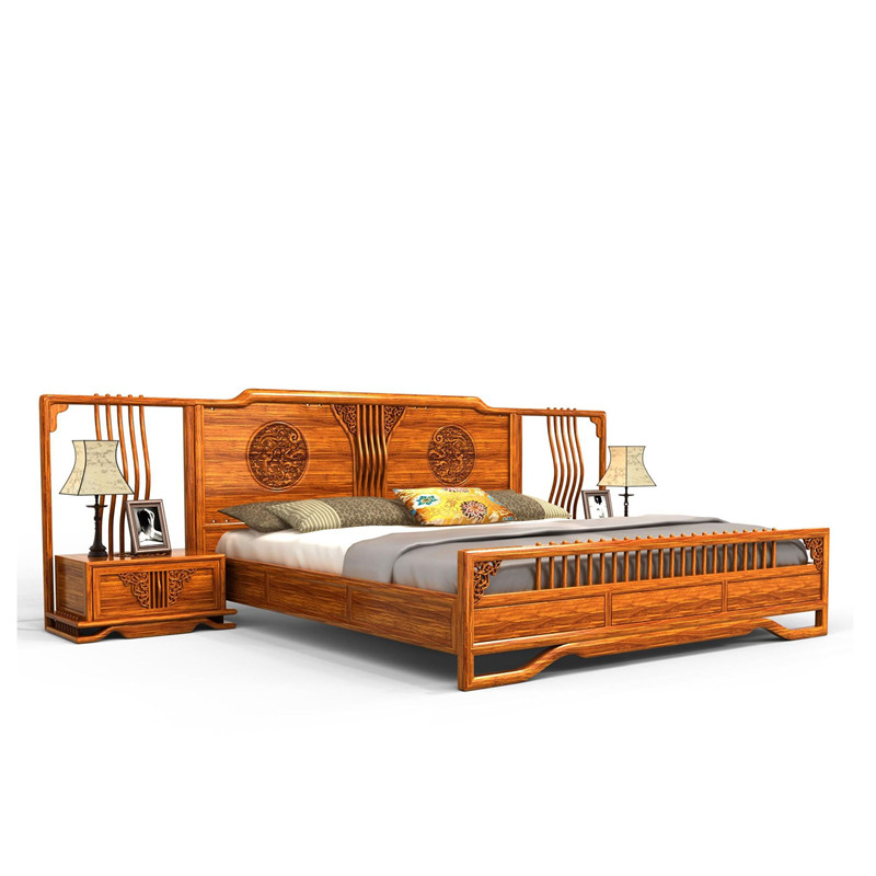 刺猬紫檀6尺婚床实木家具现代简约红木新中式花梨木1.8米双人大床 - 图3