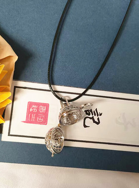 可打开宫铃皮绳吊坠 可放小物件宫铃项链复古链锁骨链