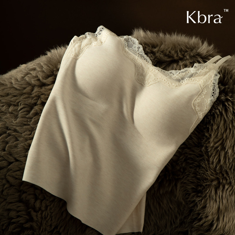 Kbra蕾丝v领保暖背心女2025新款冬季微磨毛自发热带胸垫内搭上衣,淘宝优惠券,粉丝福利购,淘宝优惠卷
