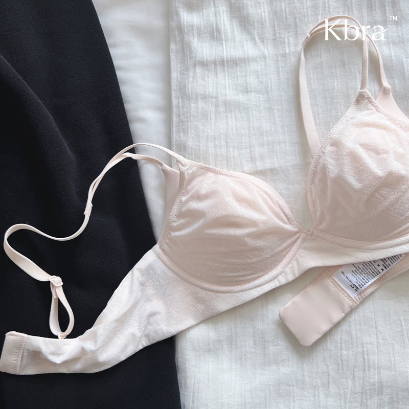 Kbra法式蕾丝内衣女细肩带小胸聚拢女士胸罩无痕上托无钢圈文胸