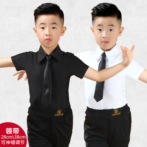 儿童拉丁舞领带男童男孩摩登舞蝴蝶结领结黑色小领结小领带背带夹 - 图2