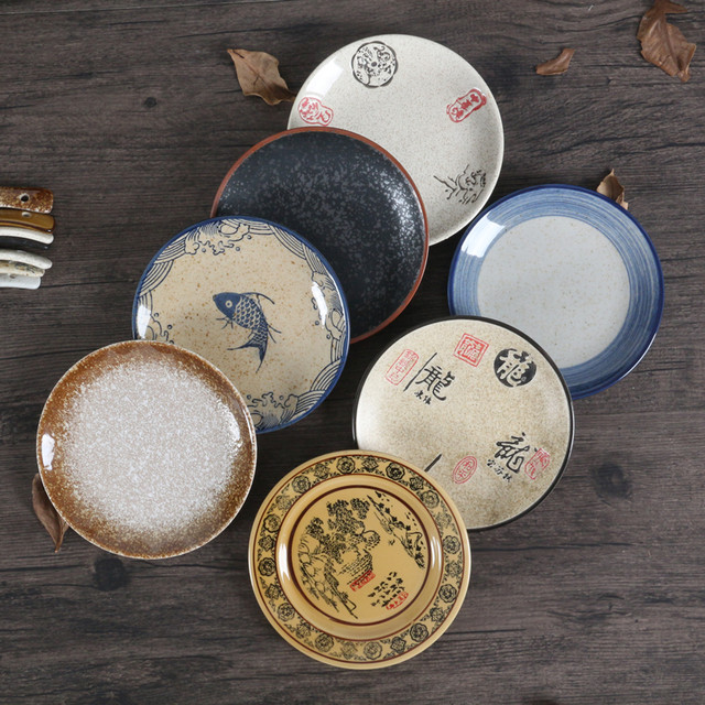 Ceramic 6-inch snack dish pot with round retro style