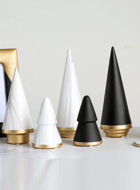 轻奢风大理石纹圣诞树装饰摆件