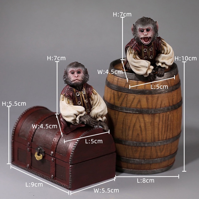 Mrz加勒比海盗猴子套装周边模型仿真小动物场景摆件创意手办-图0