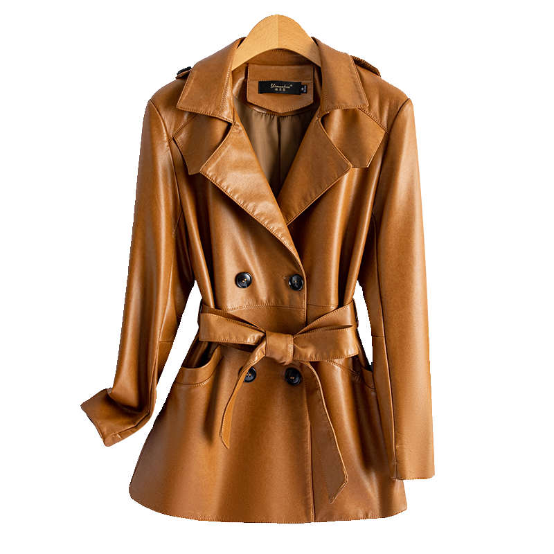 海宁真皮皮衣女2024春秋新款修身显瘦绵羊皮短款时尚皮夹克小外套 - 图3