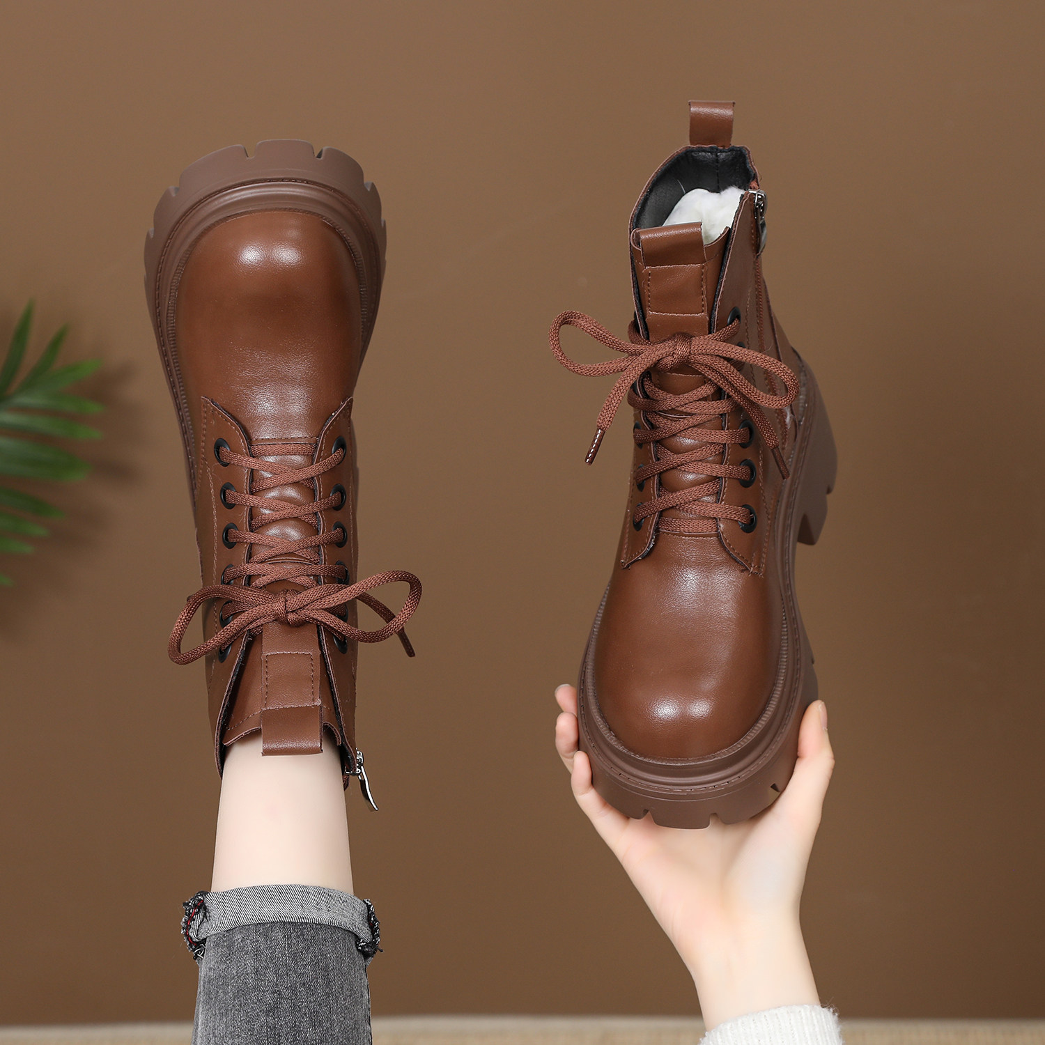 真皮雪地靴女羊皮毛一体2025新款冬季加绒加厚保暖棉靴防滑马丁靴,淘宝优惠券,粉丝福利购,淘宝优惠卷