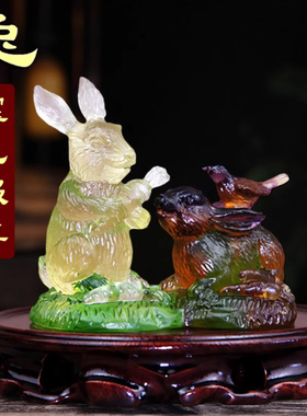 宋韶光2026年属兔吉祥物灵兔报喜吊坠太岁琉璃摆件宋绍光装饰男女