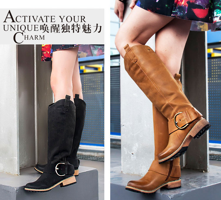 复古真皮长靴子女冬头层牛皮圆头低跟沙漠靴拉链低粗跟240014234,淘宝优惠券,粉丝福利购,淘宝优惠卷