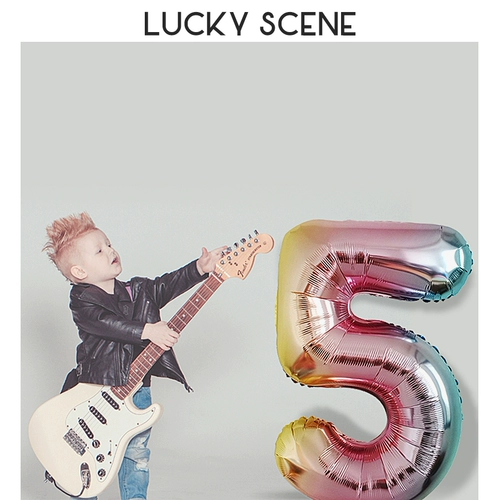 [Счастливый реквизит] Большие градиентные цифры, воздушные шары из алюминиевой фольги, русалка, алюминиевая пленка, украшение для вечеринки, композиция на день рождения