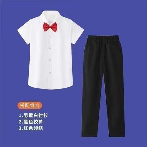 男童衬衫女童白衬衫春夏款儿童长短袖中大童小学生校服班服打底衫