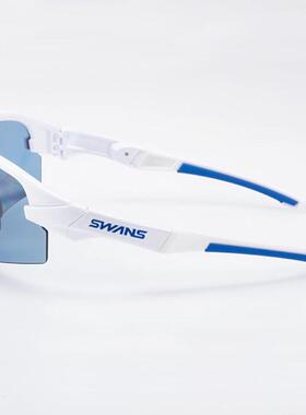 代购SWANS女士太阳镜偏光防紫外线防风防滑白色框蓝色镜片轻量