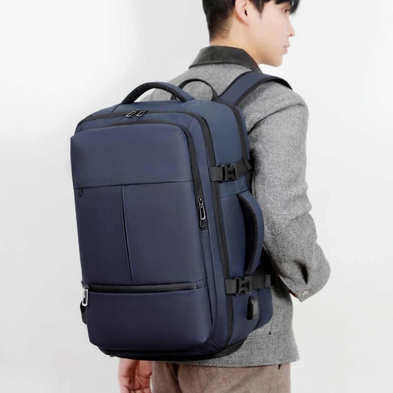 商务风双肩电脑包男大容量扩容多功能防水旅行出差背包青年大学生,淘宝优惠券,粉丝福利购,淘宝优惠卷