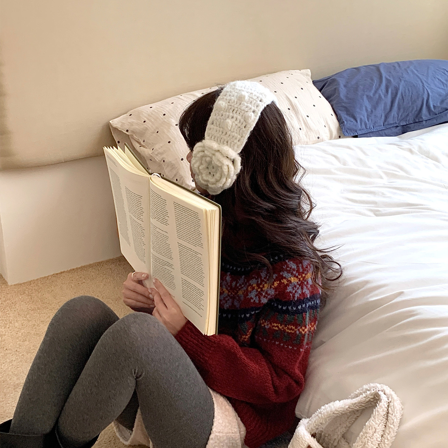 Deepsea深海 软萌少女毛绒耳套白色可爱花朵韩版ins防寒保暖耳罩,淘宝优惠券,粉丝福利购,淘宝优惠卷