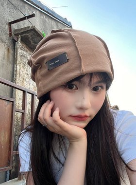 显脸小帽子女堆堆帽针织帽
