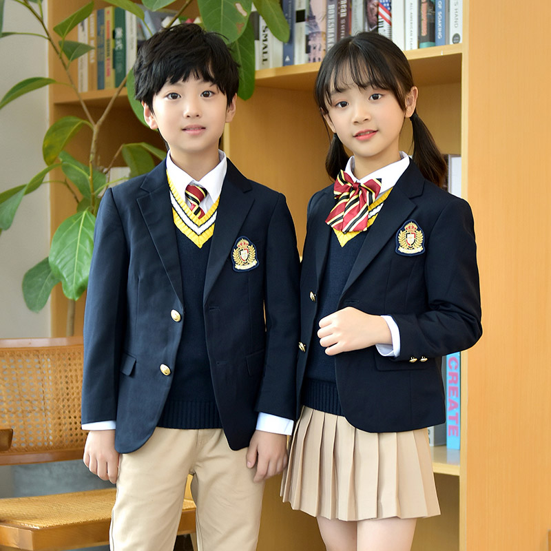 西装班服小学生四件套校服童装春秋冬季英伦学院风礼服幼儿园园服-图3