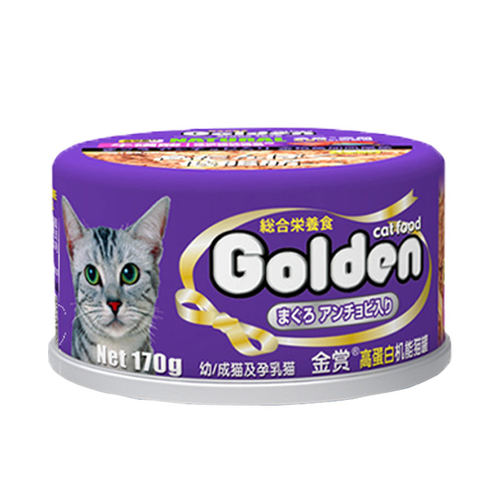 Golden日本金赏猫咪零食170g金枪鱼丁香鱼猫罐头增肥湿粮12罐 - 图1
