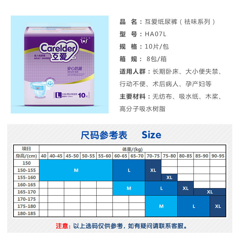 互爱HA07L码大码成人纸尿裤安心防漏老人尿不湿男女通用纸尿片裤,淘宝优惠券,粉丝福利购,淘宝优惠卷