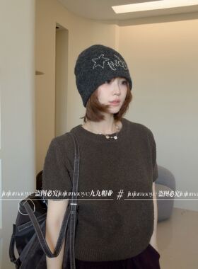 韩系烫钻针织冷帽女秋冬保暖显脸小护耳百搭时尚潮毛线2026秋季