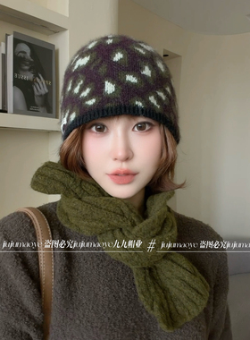 甜酷辣妹豹纹针织帽女秋冬保暖显脸小百搭包头冷帽毛线2026秋季