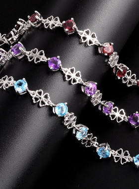 托帕石四叶草甜美风手链送女友