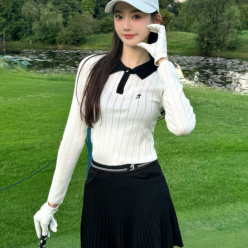 TASHI 高尔夫女秋季新款修身显瘦针织长袖上衣保暖golf短裙裤女ig,淘宝优惠券,粉丝福利购,淘宝优惠卷