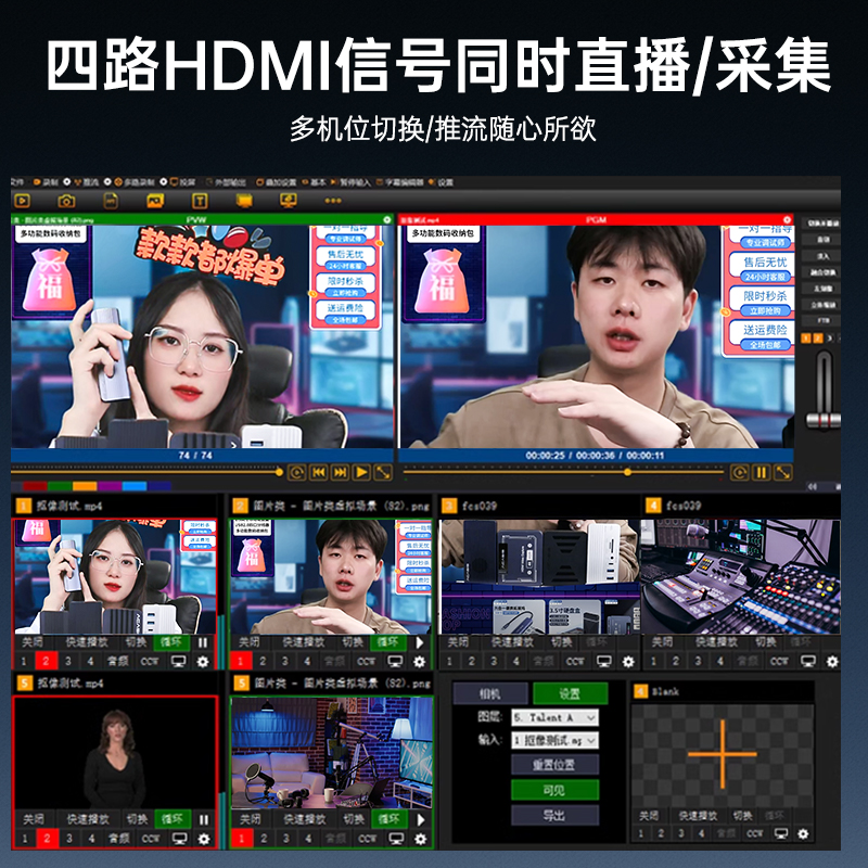 Acasis 4路HDMI视频采集卡内置pcie高清视频录制游戏电脑导播Vmix - 图1