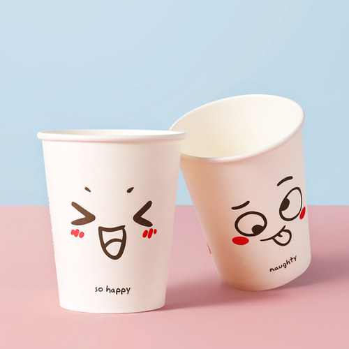 宜洁一次性纸杯加厚加大心情杯50只装250ml，约9盎司Y-9960/9961 - 图2