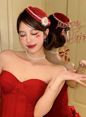 冰雪精灵闪钻雪花小礼帽发夹