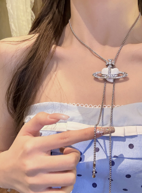 甜酷buff高级感闪钻土星项链