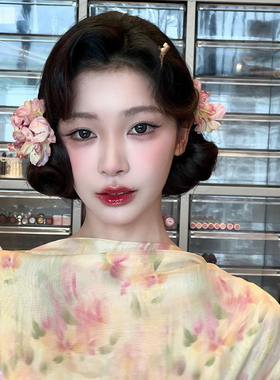 易梦玲同款柔雾烟粉花花发夹