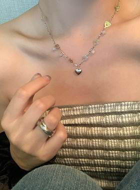 peachtea设计感爱心项链