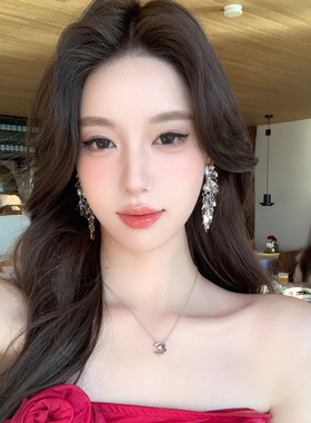 美貌公式闪钻花朵亮片流苏耳环