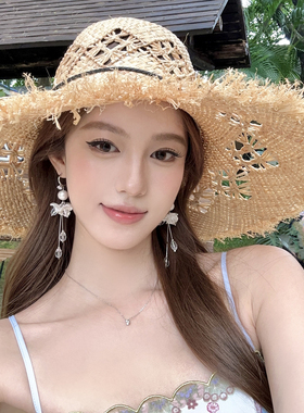 清迈雨季法式珍珠花朵流苏耳环