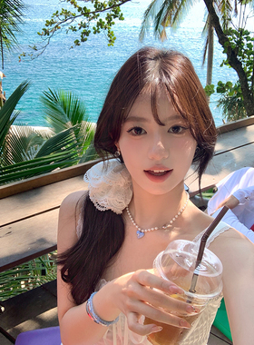 peachtea白色蕾丝花边发圈