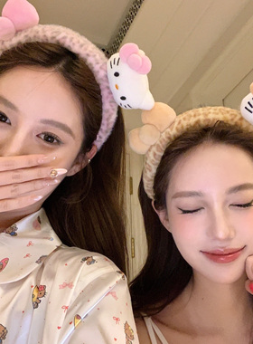 萌趣姐妹豹纹毛绒kitty猫发箍