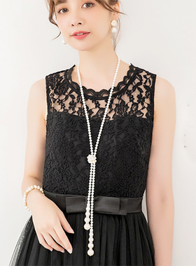 仿珍珠项链复古旗袍锁骨链女士百搭多层长款毛衣链配饰品首饰L029